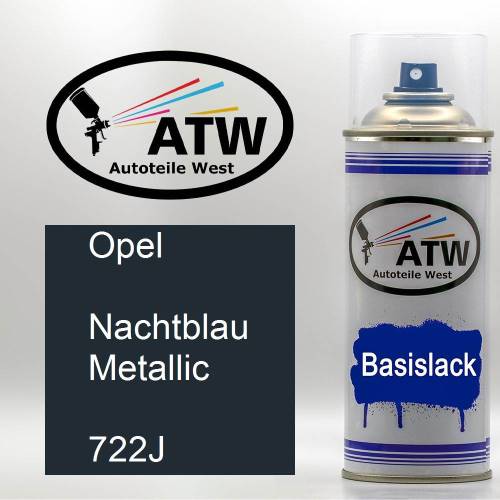 Opel, Nachtblau Metallic, 722J: 400ml Sprühdose, von ATW Autoteile West.